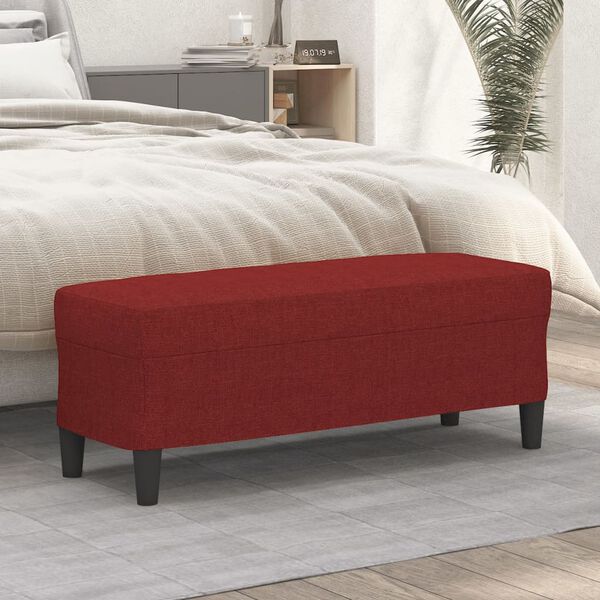 vidaXL Banco 100x35x41 cm tecido vermelho tinto