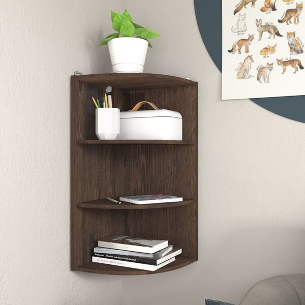 vidaXL Estante canto p/ parede aglomerado 30x31,5x60cm carvalho fumado