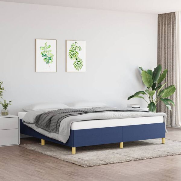 vidaXL Estrutura de cama sem colch&atilde;o 180x200 cm tecido azul