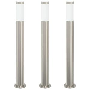 vidaXL Lumin&aacute;rias de balizamento, 3 pe&ccedil;as, 80 cm, a&ccedil;o inoxid&aacute;vel, IP44