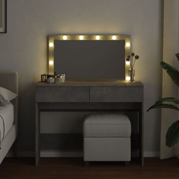 vidaXL Toucador com LEDs 100x40x120 cm cinzento cimento