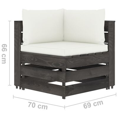 vidaXL 10pcs conj. lounge jardim + almofadões madeira impreg. cinzento