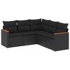 vidaXL 5 pcs conjunto sof&aacute;s de jardim com almofad&otilde;es vime PE preto
