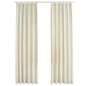 vidaXL Cortinas blackout com ganchos 2 pcs 140x245 cm veludo cor creme