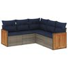 vidaXL Conjunto de sof&aacute; de jardim de 5 pe&ccedil;as com almofadas em rattan sint&eacute;tico cinza