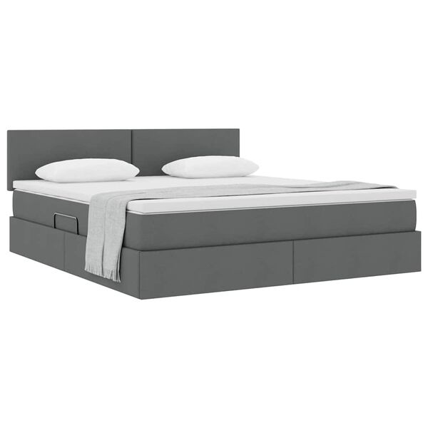 vidaXL Cama com arruma&ccedil;&atilde;o e colch&atilde;o Cinza Escuro 160 x 200 cm