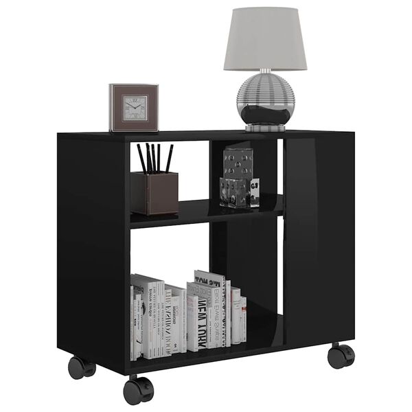 vidaXL Mesa de apoio 70x35x55 cm madeira processada preto brilhante