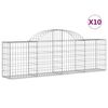 vidaXL Cestos gabi&atilde;o arqueados 10pcs 200x30x60/80 cm ferro galvanizado