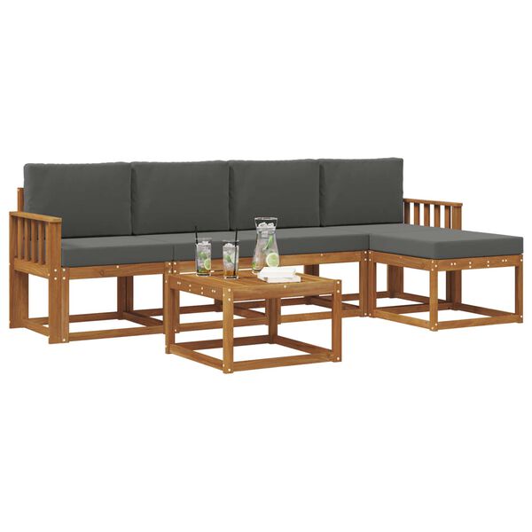 vidaXL Conjunto de Sof&aacute;s para Exterior 6 pcs Natural e Antracite