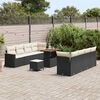 vidaXL Conjunto de Sof&aacute; de Jardim com almofada 12 pcs Preto vime PE