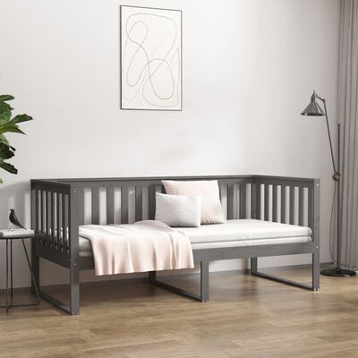 vidaXL Sofá-cama 100x200 cm madeira de pinho maciça cinzento