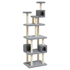 vidaXL &Aacute;rvore p/ gatos c/ postes arranhadores sisal 188 cm cinza-claro