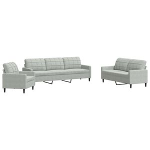 vidaXL 4 pcs conjunto de sof&aacute;s com almofad&otilde;es veludo cinzento-claro