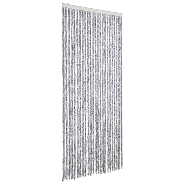 vidaXL Cortina anti-insetos 100x200 cm chenille branco e cinzento