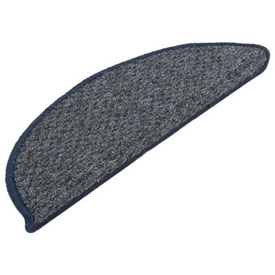 vidaXL Tapete/carpete para degraus 15 pcs 56x17x3 cm azul-escuro