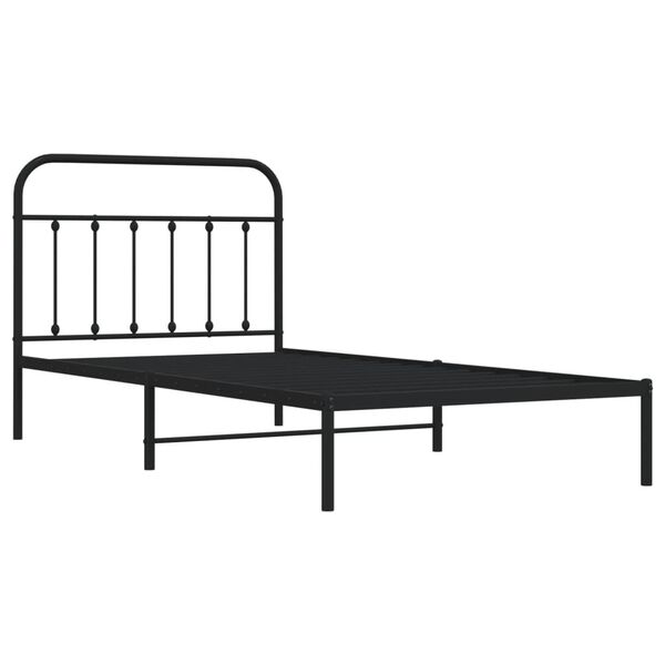 vidaXL Estrutura de cama com cabeceira 107x203 cm metal preto