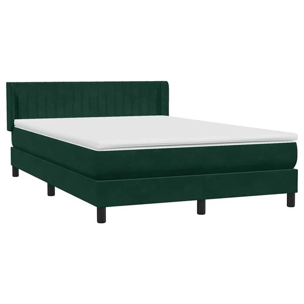 vidaXL Cama com molas/colch&atilde;o 160x220 cm veludo verde-escuro