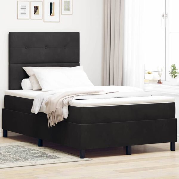 vidaXL Cama Box Spring LED com colch&atilde;o Preto 120 x 200 cm tecido