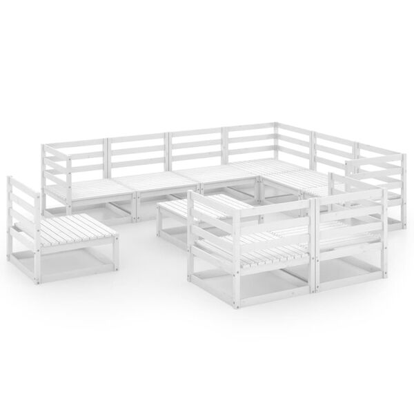 vidaXL 10 pcs conjunto lounge de jardim pinho s&oacute;lido branco