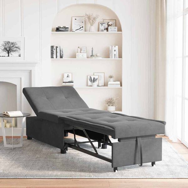 vidaXL Sof&aacute;-cama retr&aacute;til Cinza Escuro 194 x 67 x 82 cm Microfibra