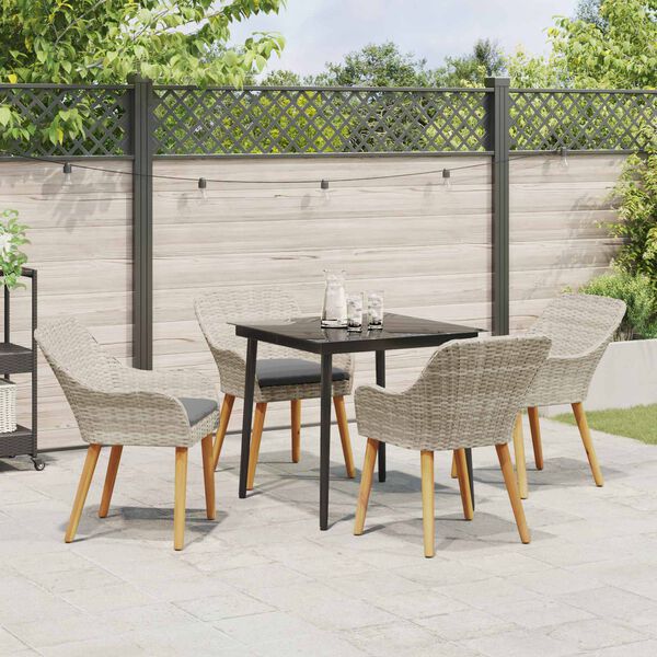 vidaXL Conjunto de Jantar para Jardim 5 pcs Cinzento-claro vime PE