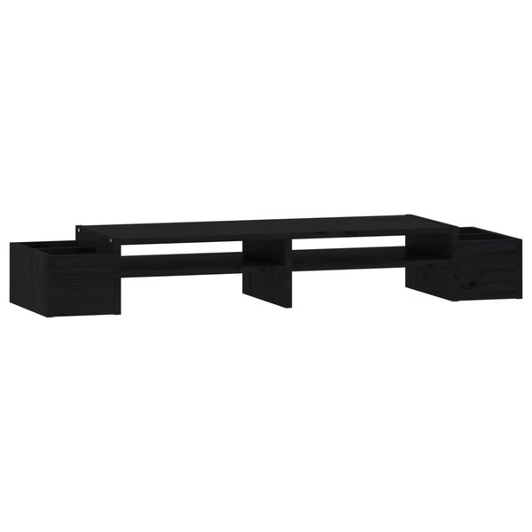 vidaXL Suporte para monitor 100x27,5x15 cm madeira pinho maciça preto