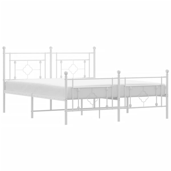 vidaXL Estrutura de cama com cabeceira e pés 160x200 cm metal branco