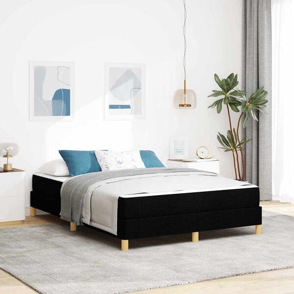 vidaXL Cama Box com colch&atilde;o Preto 140 x 190 cm tecido