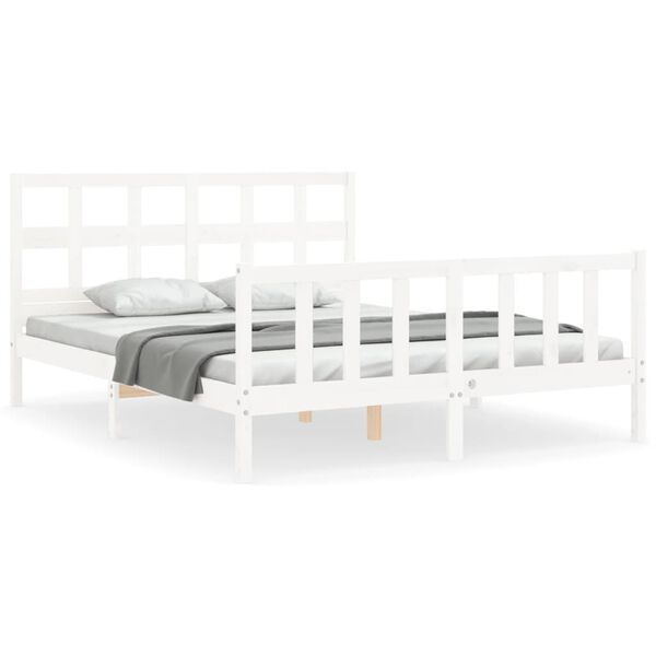 vidaXL Cama sem colch&atilde;o 160x200 cm madeira de pinho maci&ccedil;a branco
