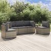 vidaXL 5 pcs conjunto lounge de jardim c/ almofad&otilde;es vime PE cinzento