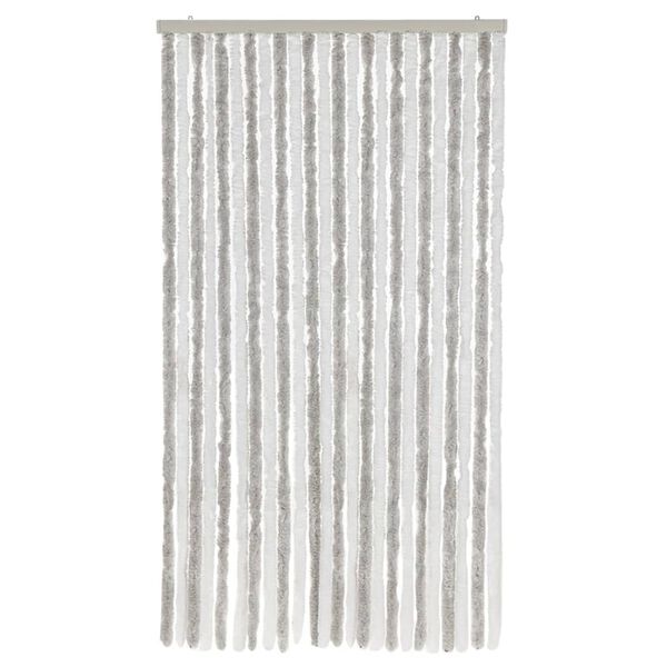 vidaXL Cortina anti-insetos 100x220cm chenille cinzento-claro e branco