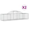 vidaXL Cestos gabi&atilde;o arqueados 2 pcs 200x50x40/60 cm ferro galvanizado