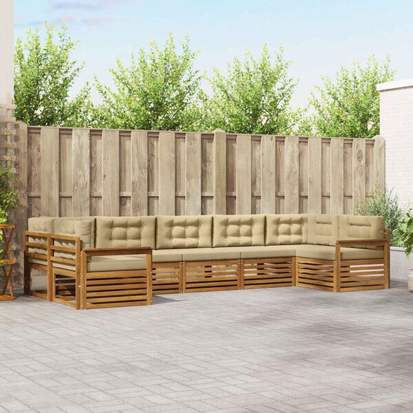 vidaXL Conjuntos de sof&aacute;s com almofada 7 pcs Natural e Bege