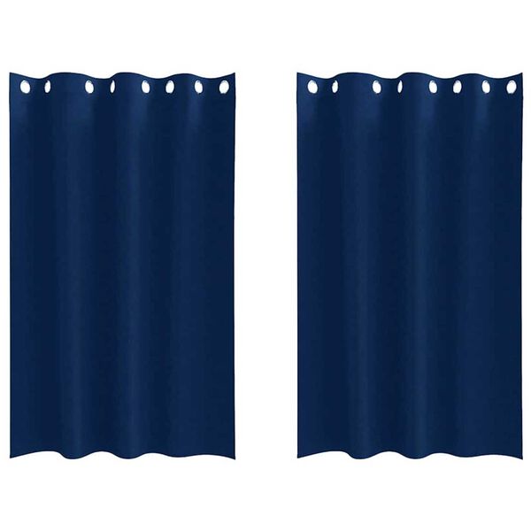 vidaXL Cortinas Blackout com Argolas 2 pcs Azul Escuro 175 x 140 cm
