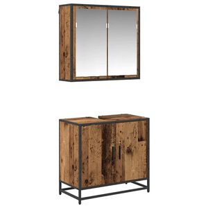 vidaXL Conjunto de M&oacute;veis para Banheiro com porta 2 pcs Madeira Antiga