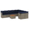 vidaXL 10 pcs conjunto sof&aacute;s p/ jardim c/ almofad&otilde;es vime PE cinzento