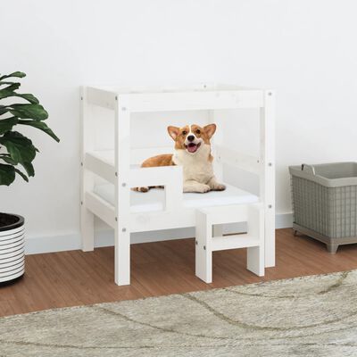 vidaXL Cama para cães 55,5x53,5x60 cm madeira de pinho maciça branco