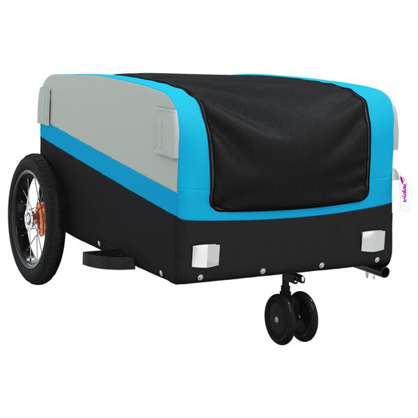 vidaXL Reboque para bicicleta 30 kg ferro preto e azul
