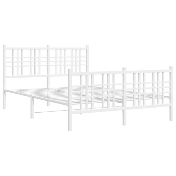 vidaXL Estrutura de cama com cabeceira e p&eacute;s 120x200 cm metal branco