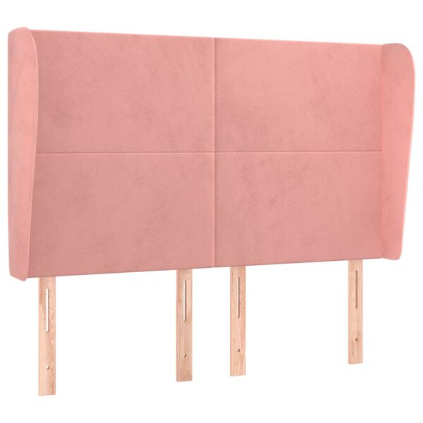 vidaXL Cabeceira de cama c/ abas veludo 147x23x118/128 cm rosa