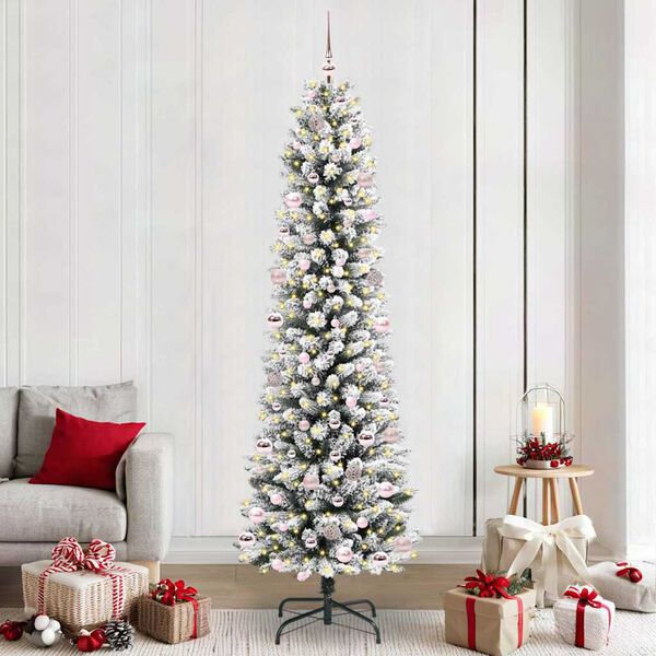 vidaXL &Aacute;rvore de Natal Artificial Branco 240 cm PVC, Metal e Pl&aacute;stico