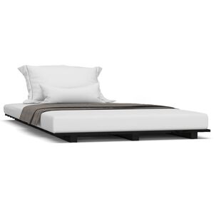 vidaXL Estrutura de cama 90x190 cm madeira de pinho maci&ccedil;a preto