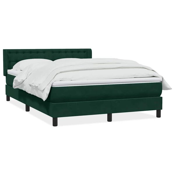 vidaXL Cama com molas/colch&atilde;o 160x220 cm veludo verde-escuro