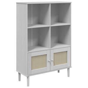 vidaXL Estante SENJA aspeto de vime 90x35x130 cm pinho maci&ccedil;o branco