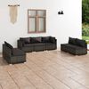 vidaXL 7 pcs conjunto lounge de jardim c/ almofadões vime PE cinzento