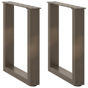 vidaXL P&eacute;s para mesa de centro em formato de U, 2 pe&ccedil;as, a&ccedil;o natural, 28 x (42-43) cm, a&ccedil;o