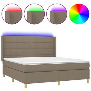 vidaXL Cama box spring colch&atilde;o/LED 160x200 cm tecido cinza-acastanhado