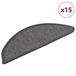 vidaXL Tapetes de escada 15 pe&ccedil;as 56x17x3 cm bege e cinza semicircular