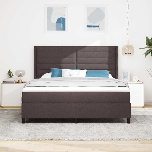 vidaXL Cama Box com colch&atilde;o Castanho escuro 180 x 200 cm tecido