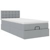 vidaXL Cama otomana com colch&atilde;o 100x200 cm tecido cinzento claro